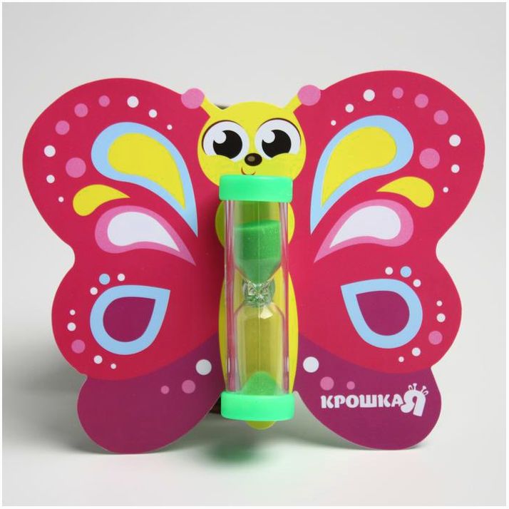 № 3893608 Песочные часы детские для чистки зубов на присоске «Бабочка», 3 минуты
