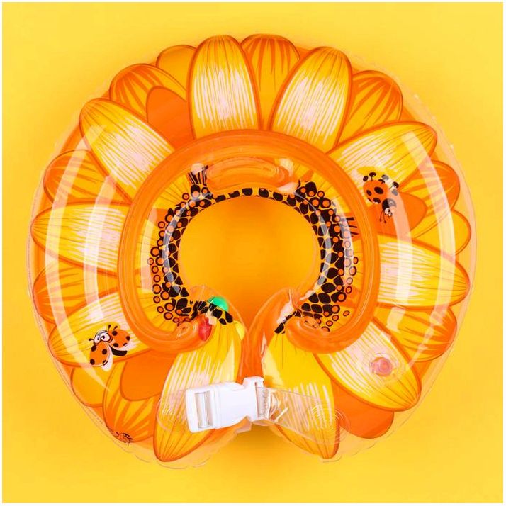 Картинка Круг детский на шею, для купания, «Подсолнух», с погремушками, двухкамерный, цвет оранжевый (№7669187) от магазина Мир детей Товары для Новорожденных