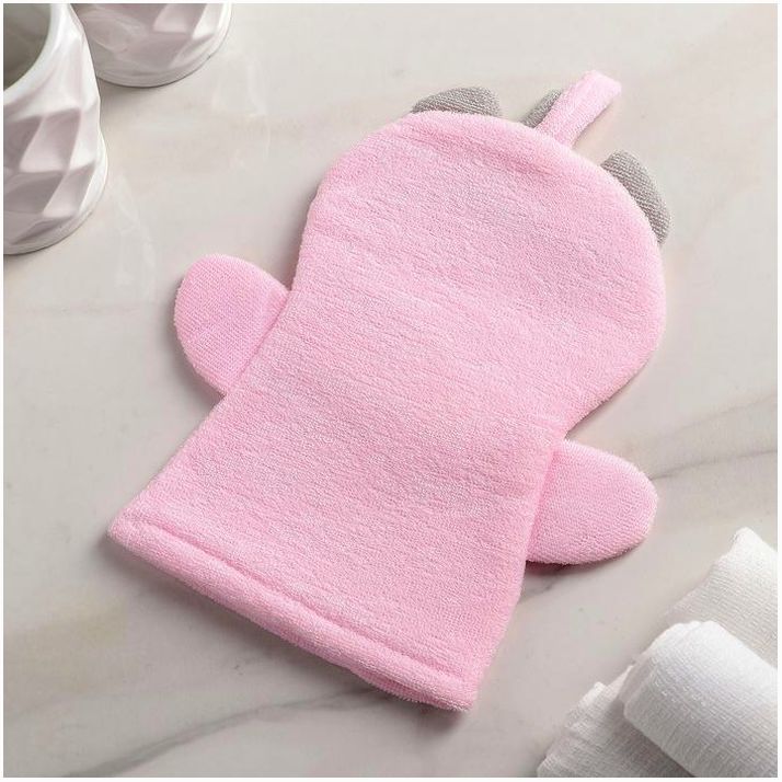 № 4442513 Мочалка-варежка детская для купания Доляна «Единорожка»