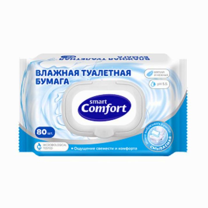 Туалетная бумага влажная Comfort Smart, 80 шт. артикул анонс 9690314