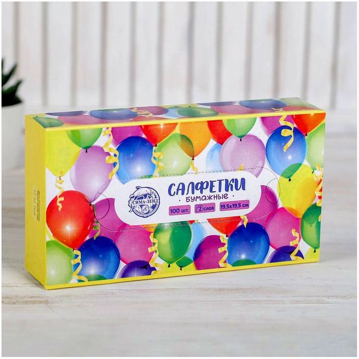 Салфетки бумажные в коробке «С днём рождения», 100 шт. артикул анонс 4777246