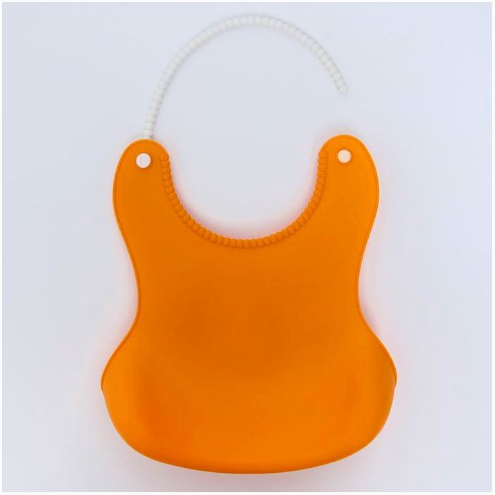 Картинка Нагрудник для кормления силиконовый с карманом, цвет оранжевый (№2357273) от магазина Мир детей Товары для Новорожденных