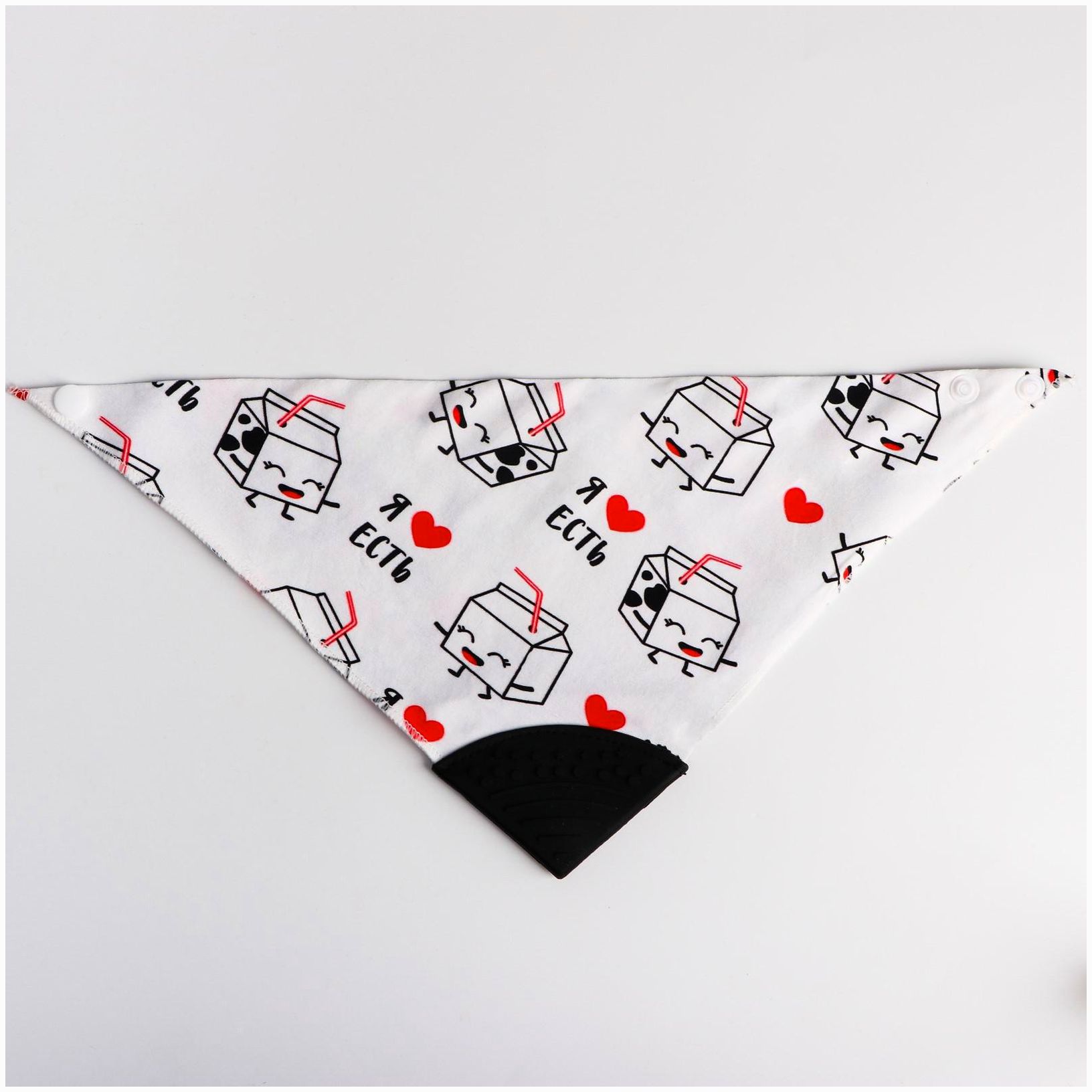 Картинка Нагрудник-бандана/слюнявчик «Я люблю есть» непромокаемый с прорезывателем, на кнопке, МИКС (№5555031) от магазина Мир детей Товары для Новорожденных