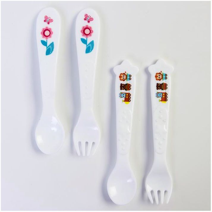 Набор для кормления: ложка и вилка «Для Малыша», от 5 мес., белый МИКС артикул анонс 4839929