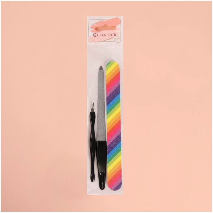 Картинка Набор маникюрный, 3 предмета, цвет чёрный/разноцветный (№4103307) от магазина Мир детей Товары для Новорожденных