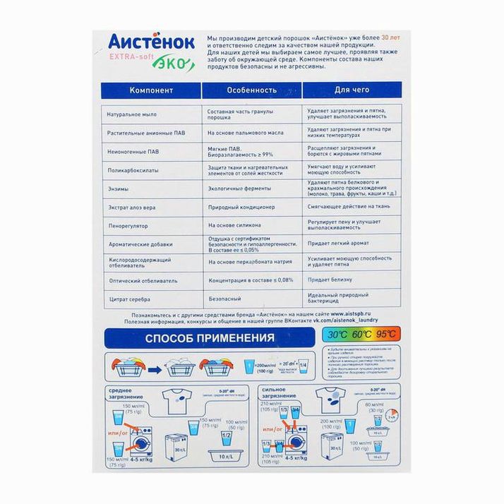 Картинка Стиральный порошок "Аистёнок" Extra Soft, для детского белья, 400 г (№1807770) от магазина Мир детей Товары для Новорожденных