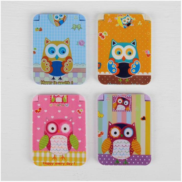 Картинка Зеркало складное «Совы», с расчёской, 9,5 ? 7,5 см, рисунок МИКС (№2785807) от магазина Мир детей Товары для Новорожденных