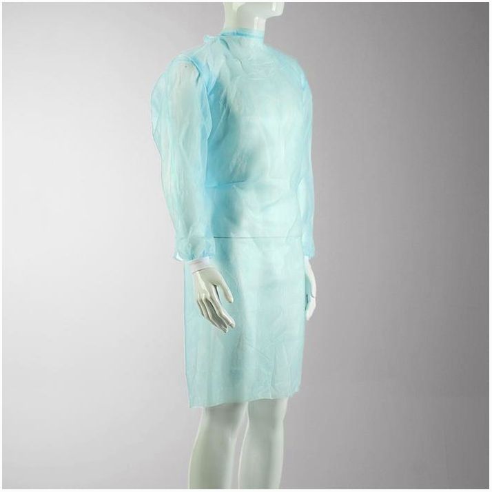 Картинка Халат хирургический,  нестерильный, голубой МИСТР, SMS, пл.25г/м2, длина 110 см, (№4476084) от магазина Мир детей Товары для Новорожденных