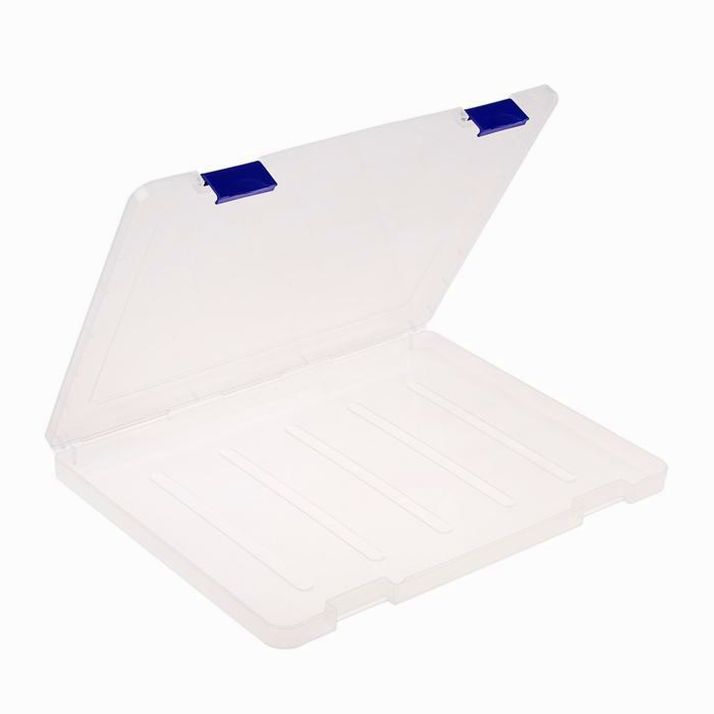 Папка для документов А4, с синими защелками, 230 х 305 х 23 мм, прозрачный корпус артикул анонс 3870111