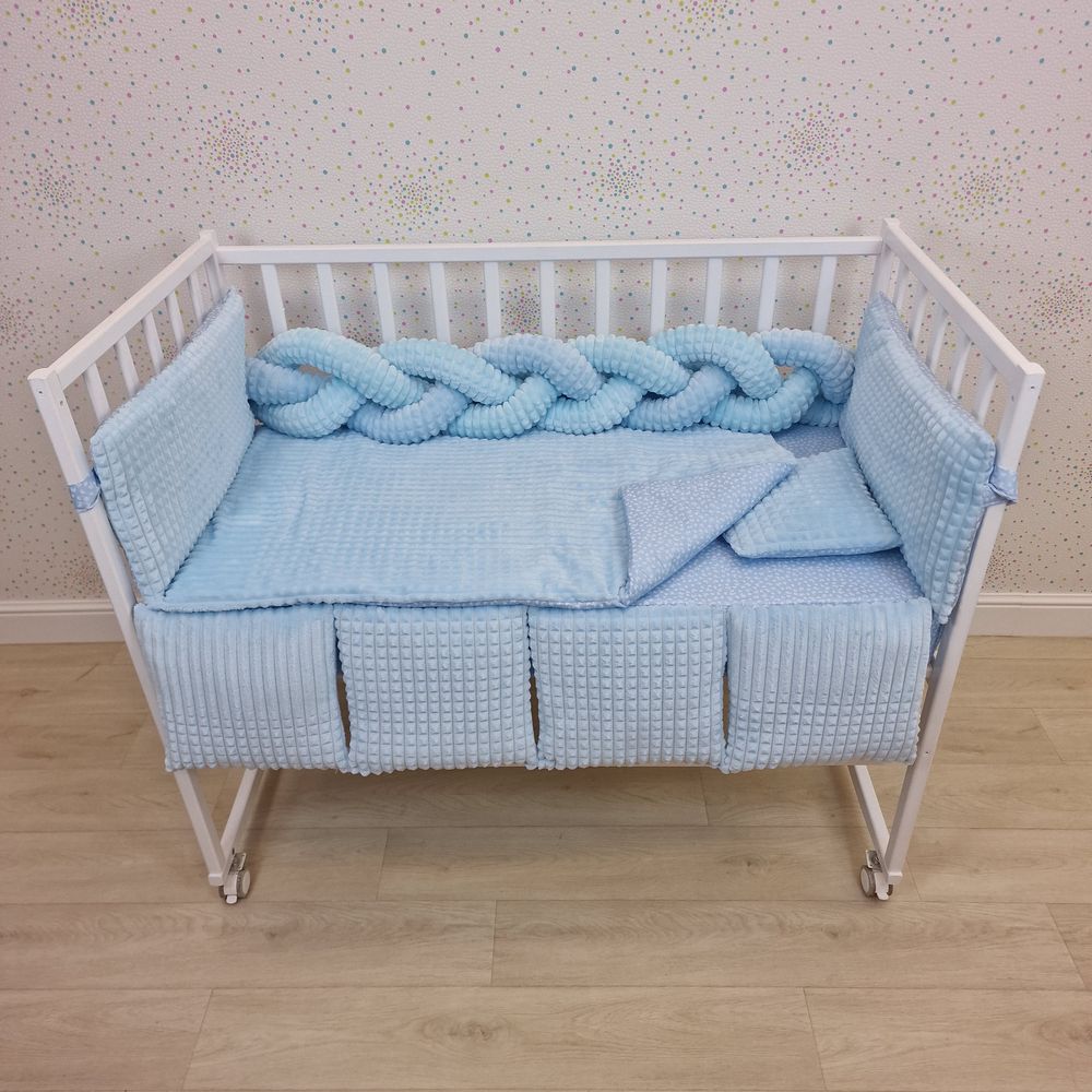 КПБ 13 пр (борт + пододеяльник + одеяло + подушка + простынь + (плюш/бязь) коса артикул анонс 1165-0-1бб_06