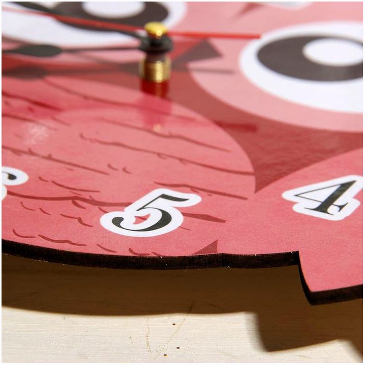 Картинка Часы настенные детские "Розовая сова", плавный ход, 24 х 24 см (№3734016) от магазина Мир детей Товары для Новорожденных