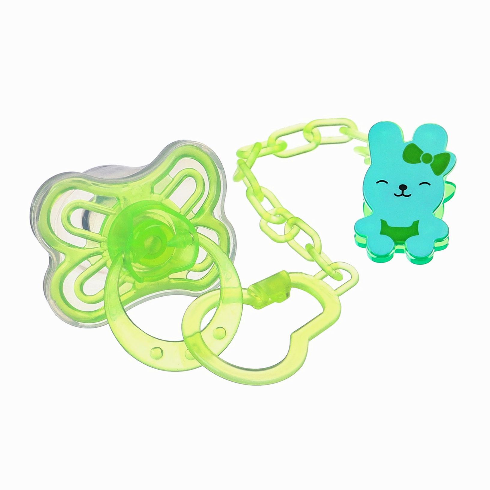 Набор Соска - пустышка с держателем, SL, КЛ +6 мес., с колпачком «Бабочка», зеленый артикул анонс 9844076