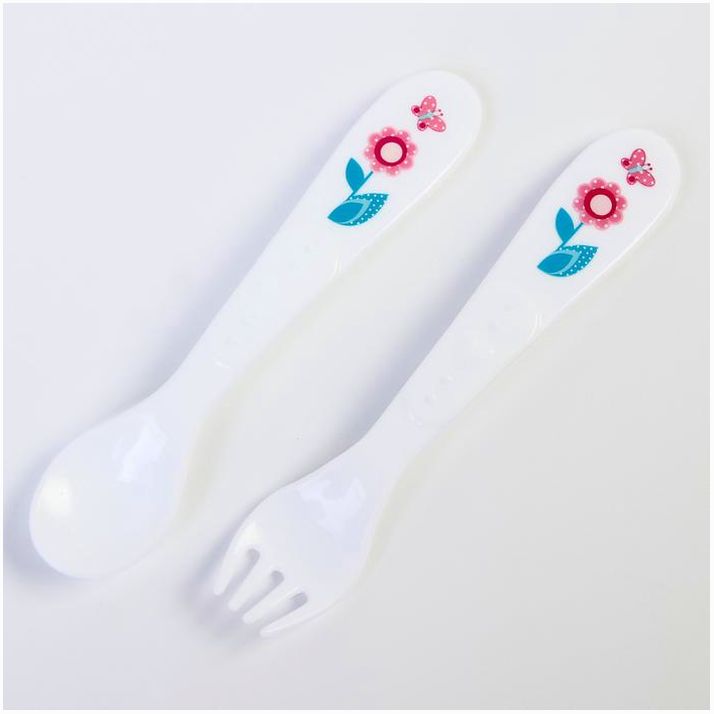 № 4839929 Набор для кормления: ложка и вилка «Для Малыша», от 5 мес., белый МИКС