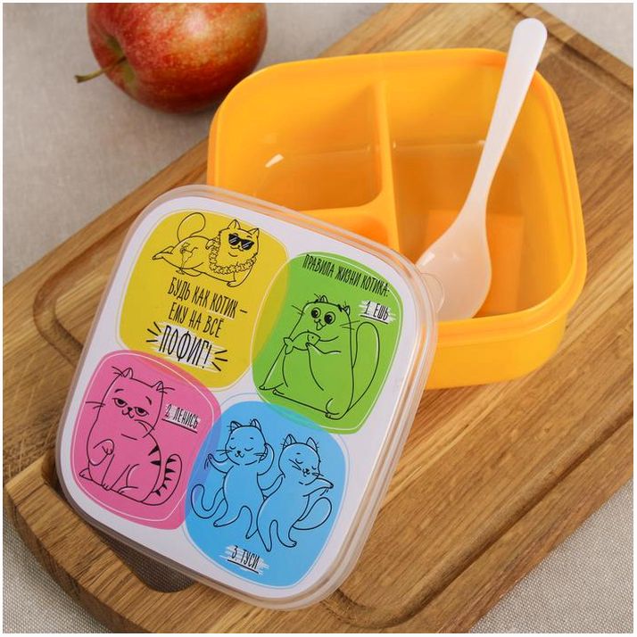 Картинка Ланч-бокс с ложкой «Кот», 400 мл (№3733343) от магазина Мир детей Товары для Новорожденных
