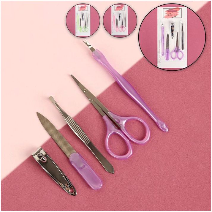 Набор маникюрный, 5 предметов, на блистере, цвет МИКС артикул анонс 600407