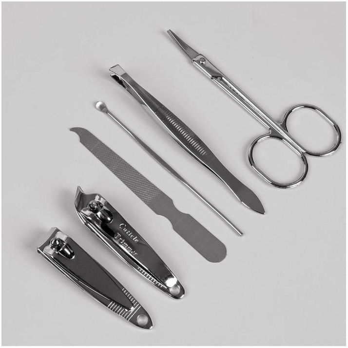 № 138008 Набор маникюрный, 6 предметов, в футляре, цвет чёрный