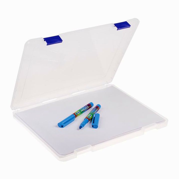 Картинка Папка для документов А4, с синими защелками, 230 х 305 х 23 мм, прозрачный корпус (№3870111) от магазина Мир детей Товары для Новорожденных