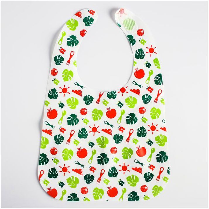 Нагрудник для кормления «Крошка Я» непромокаемый на липучке, цвет зеленый артикул анонс 4604266