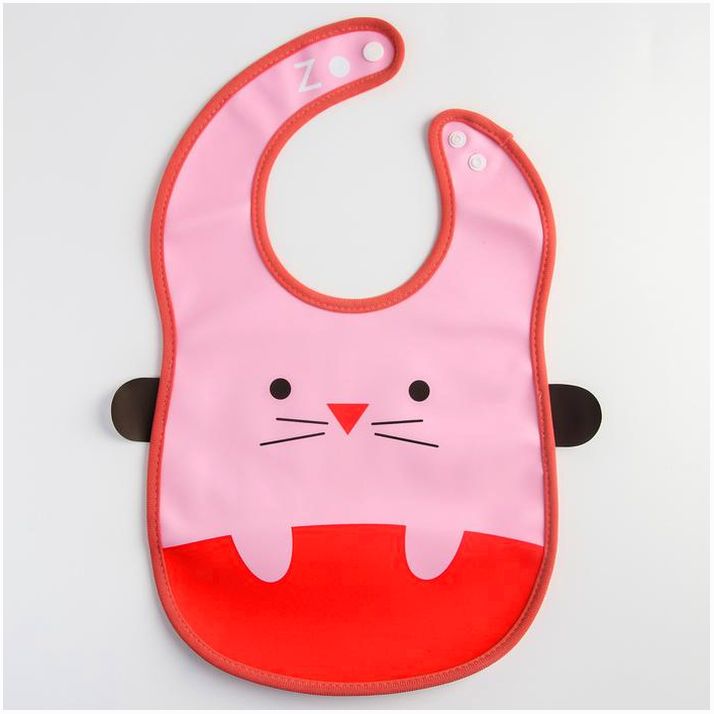 Нагрудник для кормления «Зайка» непромокаемый на кнопке, с карманом артикул анонс 1026891