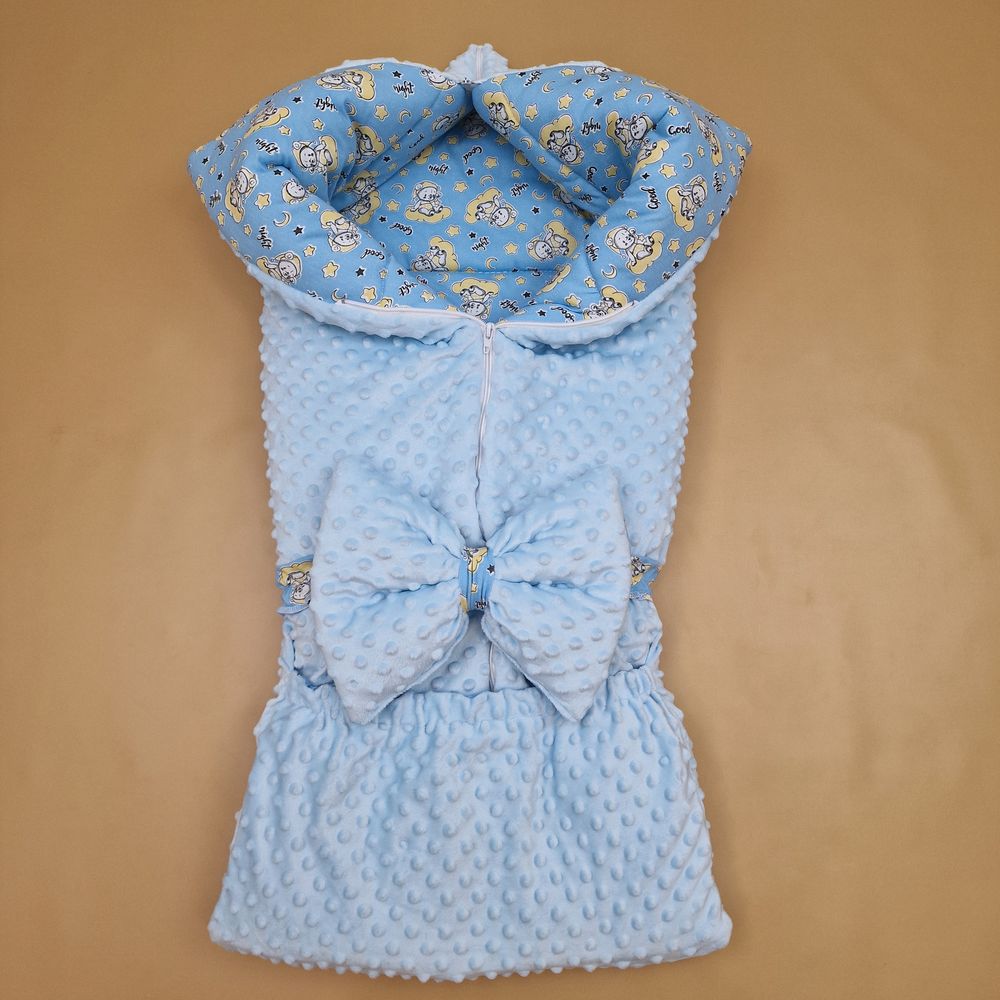 Конверт - одеяло трансформер с карманом+бант-подушка ассорти (плюш/футер) артикул анонс 7498-0-1_08